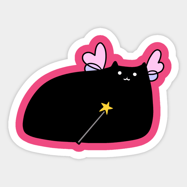 Chubby Black Cat Fairy Sticker by saradaboru